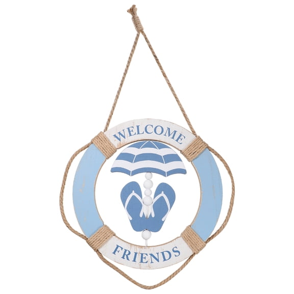 Life Ring Wall Nautical Decor Welcome Sign Mediterranean Decoration Wooden Rustic Coastal Plaque Saver Buoy Board Anchor