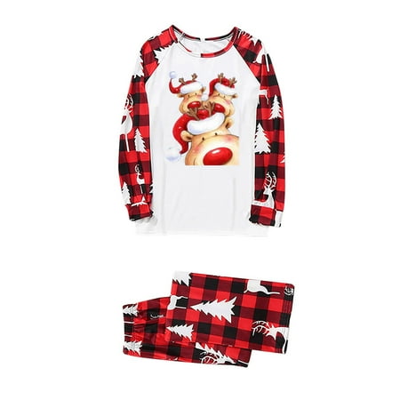 

Scyoekwg Family Christmas Pjs Matching Sets Long Sleeve and Long Pants Holiday Family Winter Warm Pajamas Set Round Neck Christmas Pattern Print Comfy Loose Baby-Kids-Adult Red L
