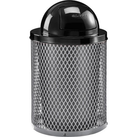 32 gal Outdoor Steel Diamond Trash Can with Dome Lid, Gray