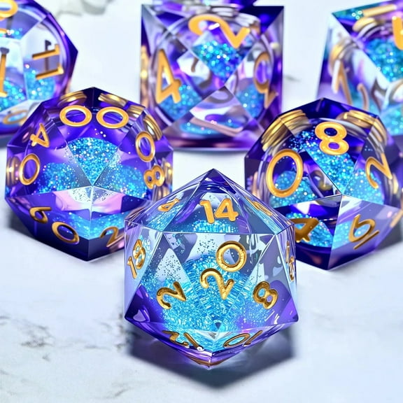 DND Resin Dice 7-Piece Set for Dungeons and Dragons DND 5e RPG Gift, Board Game Tabletop Role Playing Dice Game, Birthday Gift, Christmas, Thanksgiving, Halloween