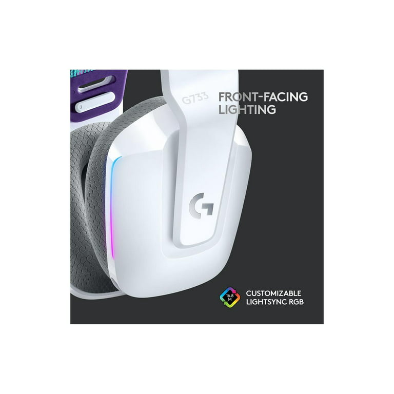 Logitech G733 LIGHTSPEED Wireless Gaming Headset with suspension headband,  LIGHTSYNC RGB, Blue VO!CE mic technology and PRO-G audio drivers - Lilac