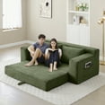 thumbnail image 3 of Miniyam Cloud Loveseat Sofa, 2 in 1 Convertible Folding Couch Bed, No Assembly Compressed Corduroy Floor Lounge Sofa for Apartment Office, Green, 3 of 10