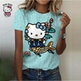 thumbnail image 2 of Camiseta con estampado de dibujos animados de Hello Kitty para mujer, camisetas con gráficos kawaii, camisetas casuales de manga corta a color para mujer, camisetas Harajuku con cuello redondo, 2 of 4