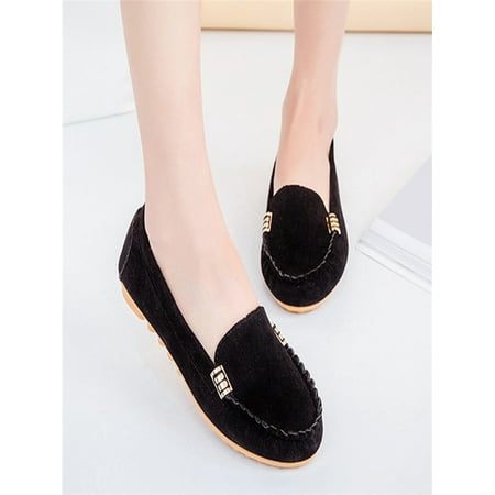 Women's Flats Ladies Comfy Ballet Shoes Soft Slip-On Casual Boat