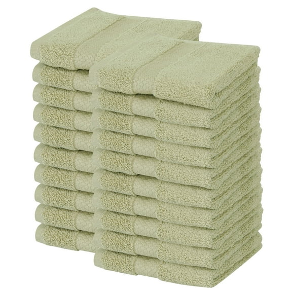 Better Trends Washcloths For Body And Face, 100% Cotton, Soft, Absorbent, Zero Twist Cotton Baby Wash Cloth, Shower, Travel, Sage Small Towel, 12"X12", 20 Pack