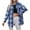 Blue, variant on CHGBMOK Womens Plaid Shirts Cotton Classic Long Sleeve Button Down Collared Casual Tops Lightweight Fall Blouses