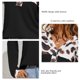 thumbnail image 4 of Suéter informal suelto con cuello en V de punto de gofre de leopardo, jersey suave con botones delanteros de manga larga para mujer, negro M, 4 of 5