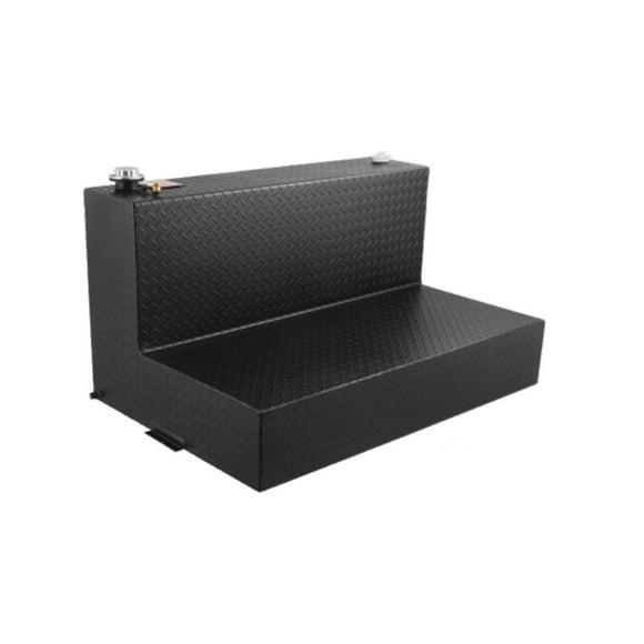 RDS Tanks Liquid Transfer Tank 70388PC DOT Approved; Gasoline or Diesel; 95 Gallon Capacity; L-Shape; Powder Coated Diamond Tread; Black; Aluminum