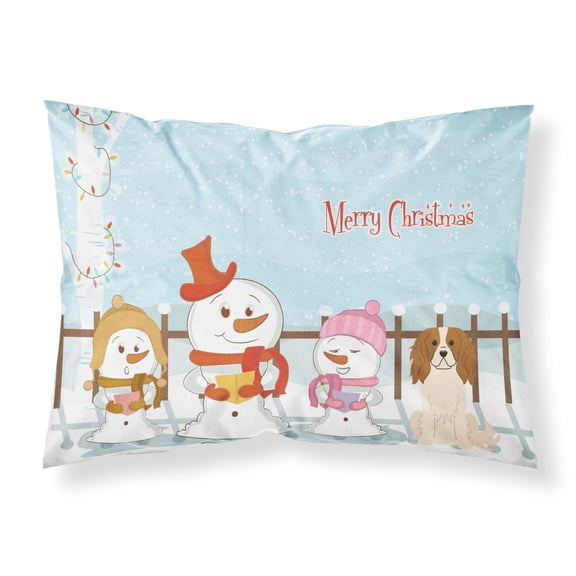 Merry Christmas Carolers Cavalier Spaniel Fabric Standard Pillowcase