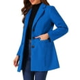 thumbnail image 4 of INSPIRE CHIC Women's Coat Solid Color Notched Lapel Single Breasted Winter Peacoat Deep Blue L, 4 of 6