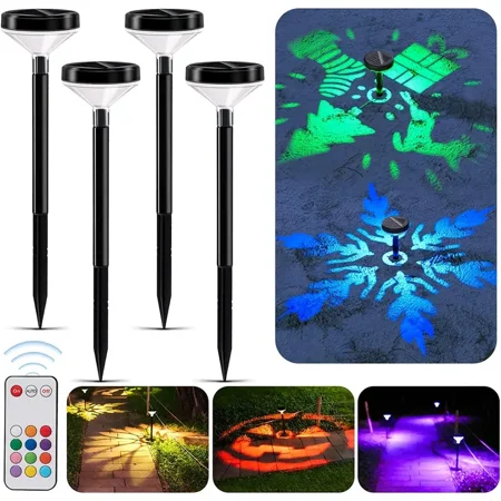 

4pcs Solar Pathway Lights 12 Colors Solar Outdoor Lights With Remote Control Garden Solar Powered Lights Outdoor Waterproof Auto On/Off Ideal For Halloween Christmas Thanksgiving Dec