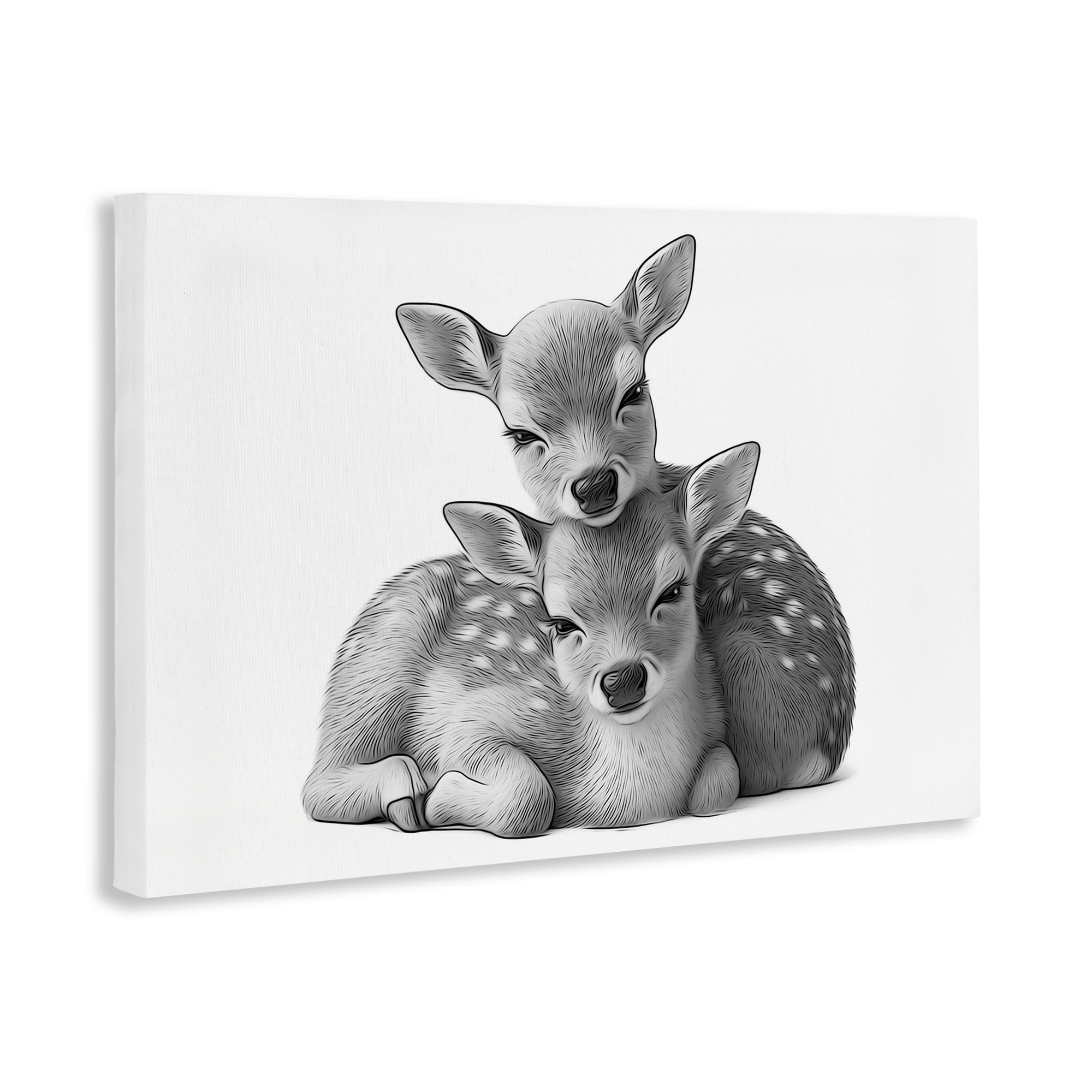 Stupell Industries Two Cuddling Fawns Animals & Insects Painting Gallery Wrapped Canvas Art Print Wall Art, 30 x 20