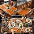 thumbnail image 3 of Burnt Orange Geometric Placemats for Dinning Table Set of 4, Country Greece Key Art Burlap Kitchen Place Mats Waterproof Cloth Table Mats, Indoor Outdoor Placemats Easy Clean Dinner Decor, 3 of 8