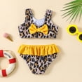 thumbnail image 6 of REDARER Toddler Girls Leopard Print Two Piece Swimsuit with Yellow Ruffled Skirted Bottoms for Summer Beach Wear,12-18 Months, 6 of 8