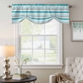 thumbnail image 6 of Minimalist Stripes Tie Up Valances Curtain, Adjustable Kitchen Teal Green Grey Horizontal Stripe Modern Valances for Windows Decor, Rod Pocket Short Curtains Set for Bedroom/Bathroom, 60"x18", 6 of 9