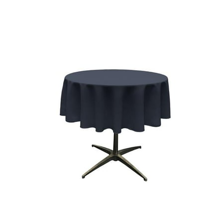 La Linen Tcpop58r Navyp72 Polyester Poplin Tablecloth Navy 58 In Round