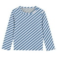 thumbnail image 4 of Blczomt Girls Tshirts Fashion Long Sleeve Cute T Shirts Striped Print Crew Neck Pullover Blue Loose Girls' Tees, 4 of 5