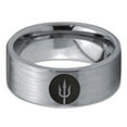 thumbnail image 2 of Tungsten Trident Weapon Spear Band Ring 8mm Men Women Comfort Fit Gray Flat Cut Brushed Polished, 2 of 4