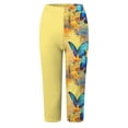 thumbnail image 6 of Mnuaqn Capri Leggings for Women High Waist Elastic Breathable Plus Size Yoga Pants with Pockets for Workout or Casual Wear (S, Light Yellow), 6 of 6