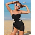 thumbnail image 6 of Fesfesfes Middle and Large Kids' and Teens' Contrast Color Hollow Beach Sling Swimsuit with Wrap Dress Swimwear for Summer Vacations and Sunny Days 8-13 Years(Black,15 Years), 6 of 6