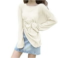 thumbnail image 4 of Ltctricy Sun Shirts for Women Long Sleeve Crew Neck Tie Side Ruched Asymmetrical Hem Blouses Summer Beach Cover Up Tops, 4 of 4