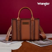 Wrangler Medium Tote Bag for Women Designer Satchel Handbags Top-handle Purses with Strap, Distressed-Brown
