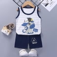 thumbnail image 4 of TOWED22 Toddler Baby Boy Clothes 6 12 18 24 Month 2T 3T Summer Outfits Sleeveless Tank Vest T-Shirt + Casual Shorts Set Blue,12-18 M, 4 of 4