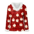 thumbnail image 4 of zaveiop Women's Faux Fur Trim V Neck Christmas Sweatshirts Dressy Casual Pullover Patchwork Graphic Tops Long Sleeve Xmas Blouse (Z6-Red, M), 4 of 8