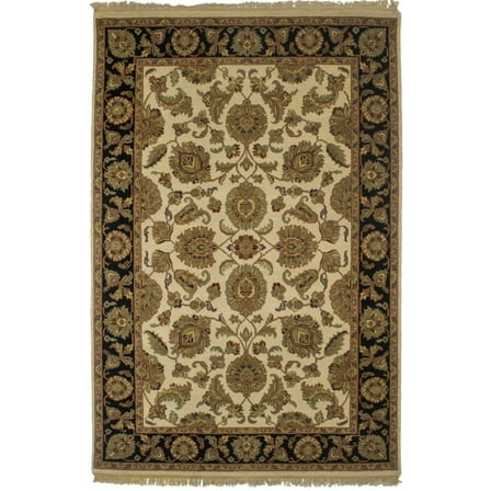 Cream Floral 4X6 Indo-Kashan Oriental Rug