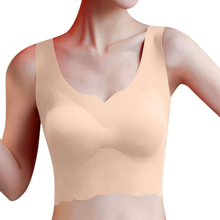  Woman Bras 36 C Ice Silk Bra Comfortable Plus Size Seamless  Wireless Sports Bra with Removable Pads Women Bra (Beige, M) : Sports &  Outdoors