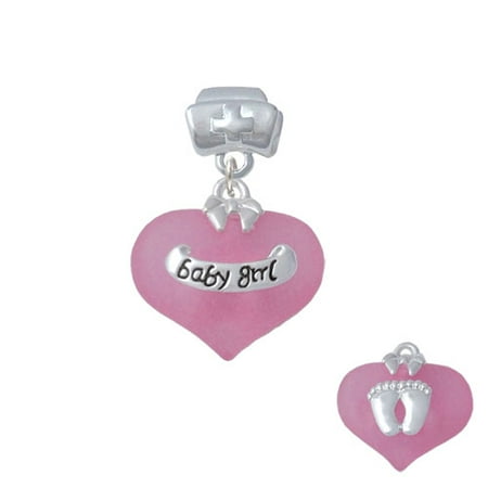 Baby Girl Pink Heart with Baby Feet - Nurse Hat Charm Bead