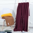 thumbnail image 3 of Ntbay Rayon Cotton Cable Knitted Throw Blanket, Soft and Breathable Chevron Textured RPET Decorative Blanket for Couch, Sofa, Bed, 51x67 Inches, Wine Red, 3 of 5