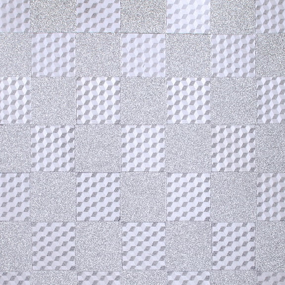 Dundee Deco Peel and Stick Self Adhesive Wallpaper - Geometric Glitter Checkered Silver Tiles, 18 ft x 18 in