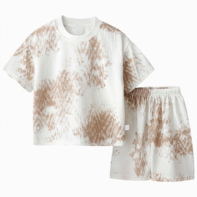 COMVALUE Ensembles de Pyjama à Manches Courtes pour Bébé, Pyjama 2 Pcs pour Tout-Petit Garçon (Kaki, 90)