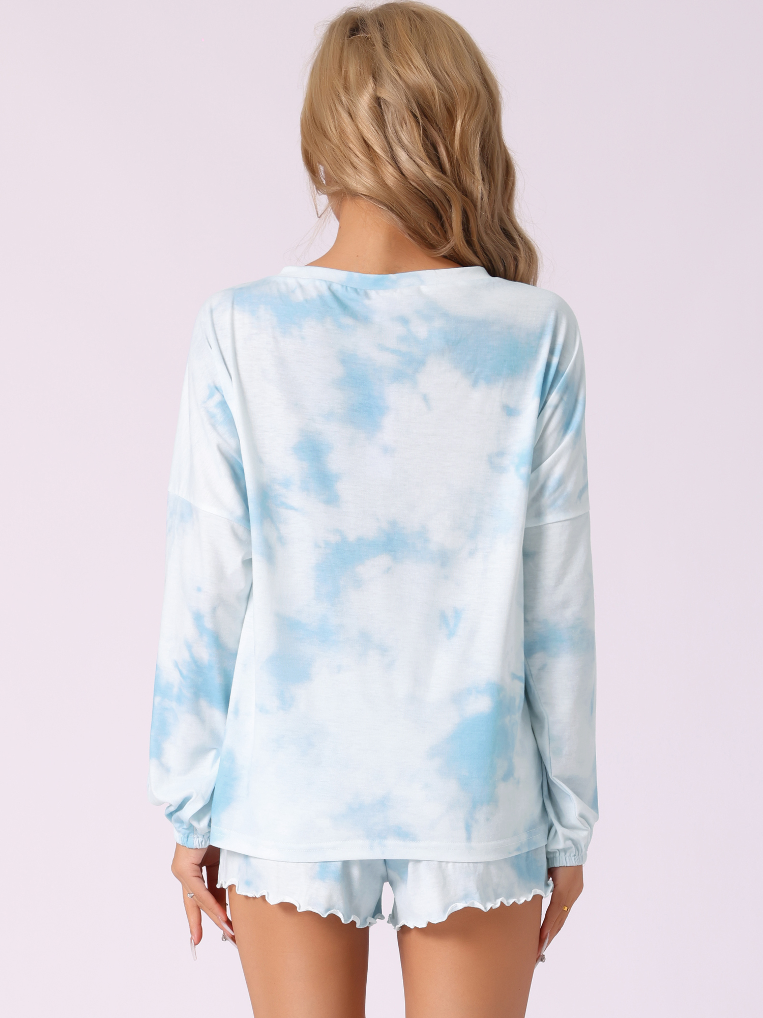 DARING DIVA Women's Tie Dye Tops with Shorts Pajamas Sets XS Blue