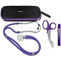 ASATechmed Sprague Rappaport Stethoscope Dual Head Adult   Free Lightweight Storage Case, Matching EMT Shear and Penlight Ideal Gift for Medical Students, Doctors, Nurses, EMT and Paramedics (Purple)