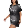 thumbnail image 2 of Haiem Monochrome Leopard Horse Pattern Pajama Set for Women 2 Piece Lounge Set Short Sleeve Tops and Shorts Soft Sleepwear-3X-Large, 2 of 7