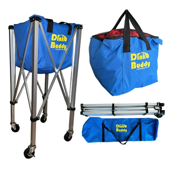 Dink Buddy Pickleball Hopper with Wheels – Portable Ball Caddy – Pickleball Basket holds 110 Balls – Tennis Hopper with Wheels