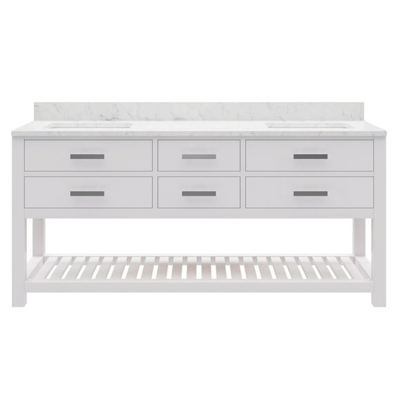 Water Creation Madalyn 72" Double Sink Wood Bathroom Vanity in Pure White