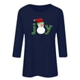 thumbnail image 4 of Gamivast Christmas Shirts for Women Plus Size Dressy 3/4 Length Sleeve Letter Graphic T Shirts Funny Xmas Snowman Crew Neck Holiday Blouses Winter Trendy Party Pullover 2025, 4 of 5