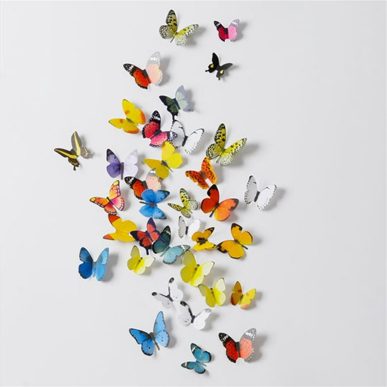 Lomubue 1 Sheet Wall Sticker Eye-catching Waterproof PVC 3D Butterfly Decals  Background Decorative Stickers for Home 