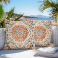 thumbnail image 3 of Orange Beige Boho Throw Pillow Covers 20x20 Inch Set of 2, Vintage Ethnic Abstract Art Floral Waterproof Outdoor Pillow Covers, Decorative Cushion Pillowcases for Couch, Sofa, Bed, Garden, Patio, 3 of 9