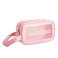 thumbnail image 2 of Wosthever Bolsa de almacenamiento de viaje para mujer de PU, organizador de artículos de aseo, bolsa de cosméticos de PVC impermeable, bolsa de Almacenamiento y organización del hogar Rosado S, 2 of 6