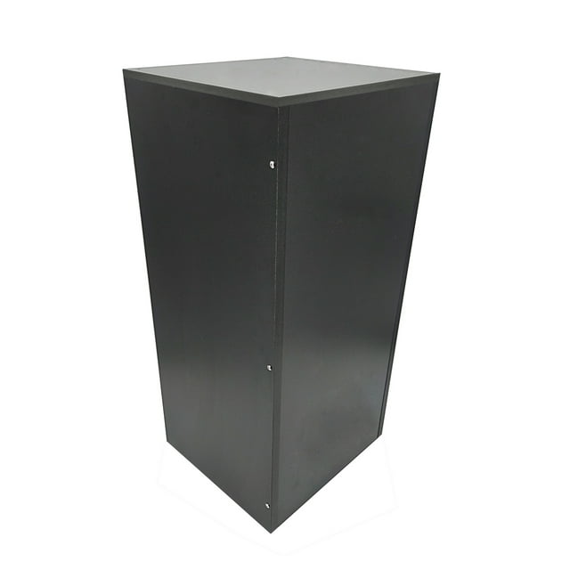 FixtureDisplays® Black Wood (MDF) Riser Six Sided 14.8 X 14.8 X 31.5", Bottom side has slot, Back side has door. 10089-RISER