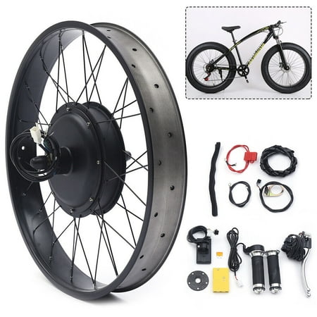 48V 1500W Fat Snow Tire E-Bike Rear Drive Conversion Kit - 26" Wheel, Brushless Motor, Full Set with LCD Display & Throttle