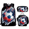 thumbnail image 2 of 3Pcs Creative Football Print School Bag Set for Teenager Boys Girls Student Daily Casual Campus Backpack Lunch Bag Pencil Bag, 2 of 4