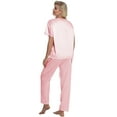 thumbnail image 4 of DAKIMOE Womens Silk Satin Pajama Set Short Sleeve Shirt with Long Pajamas Pant Set Two-piece Pj Sets Soft Sleepwear Loungewear Nightwear Pjs S-2XL, Pink, XL, 4 of 10