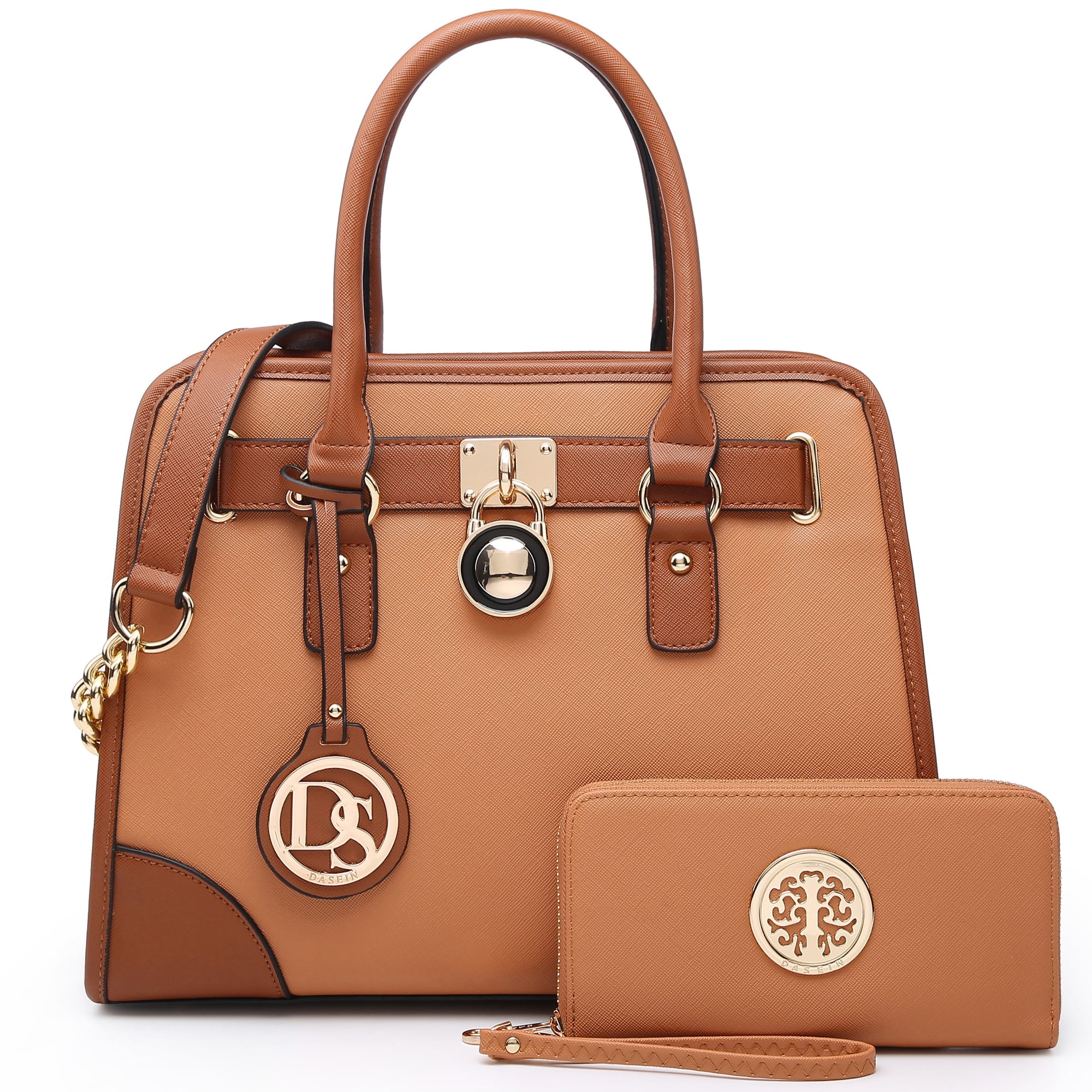 Dasein Womens Croco Leather Handbags TwoTone Satchel Buckle Purse Shoulder Bag 