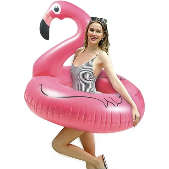 shiyou-Inflatable Pool Float,47'' Flamingo Inflatable Ride-On Pool Float, Rose Pink Flamingo Beach Floaties, Swimming Toy for Summer Beach Vacation Fun and Rest, Water Lounge for Adults