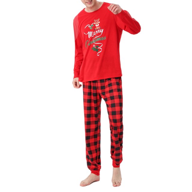 Pijamas de Navidad Ropa de dormir estampada a cuadros familiares FleinngHoz JD710495456
